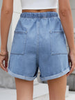 Drawstring Wash Denim Shorts  Style Ratio