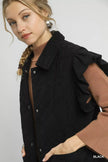 Umgee Corduroy Quilted Ruffle Sleeve Vest  Style Ratio