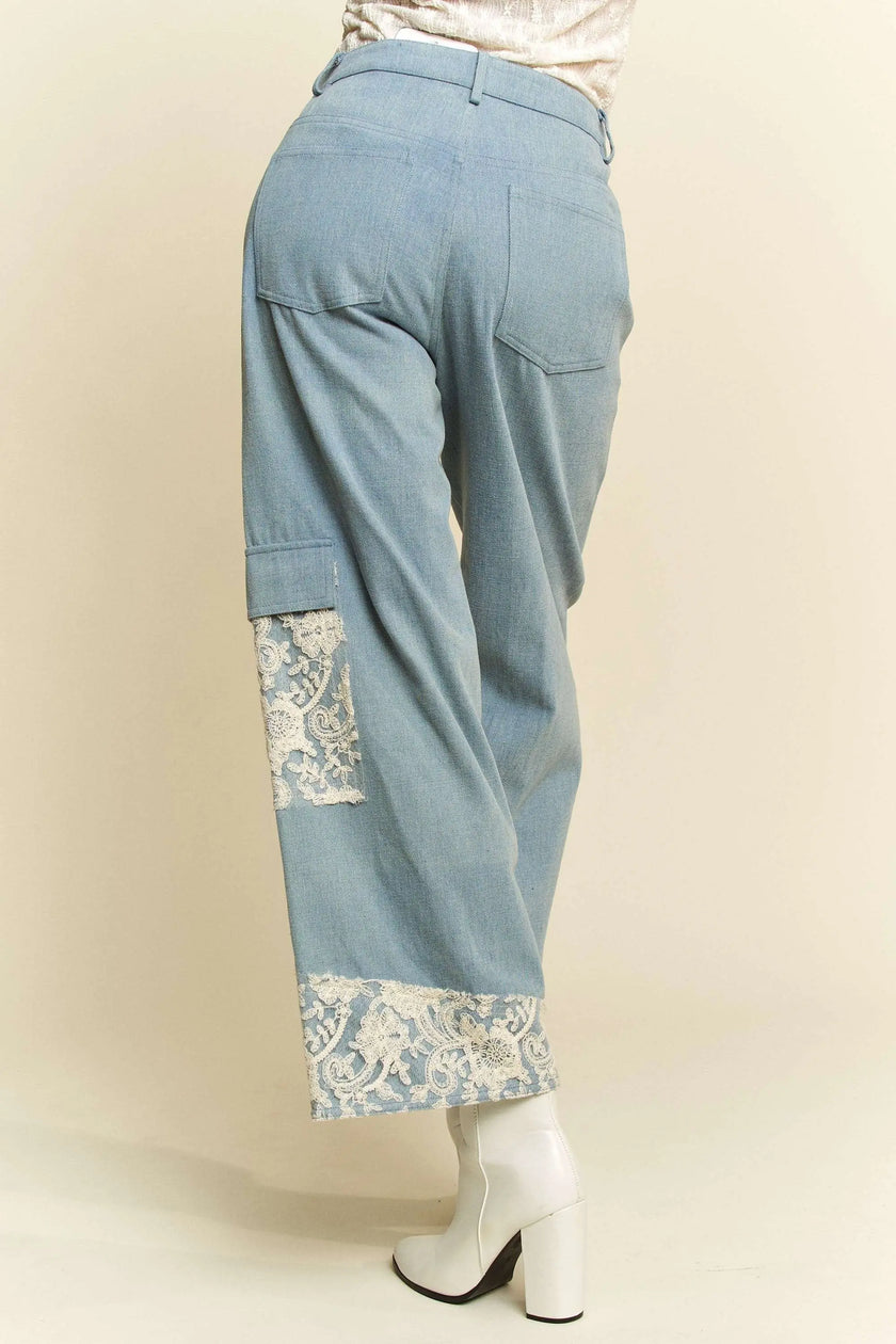 Davi & Dani Lace Applique Wide Leg Jeans  Style Ratio