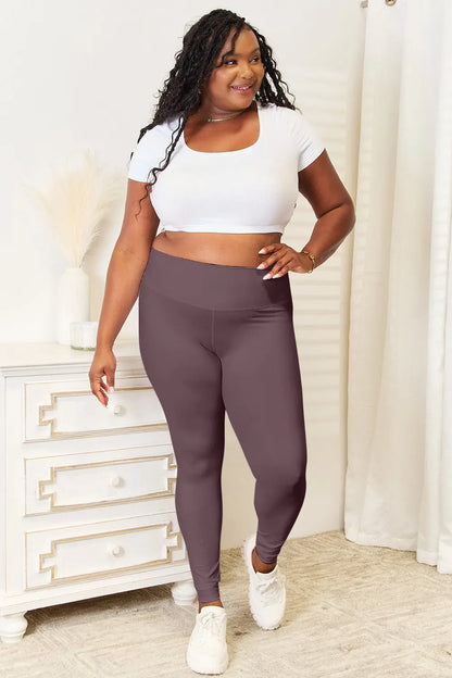 Double Take Wide Waistband Leggings Trendsi