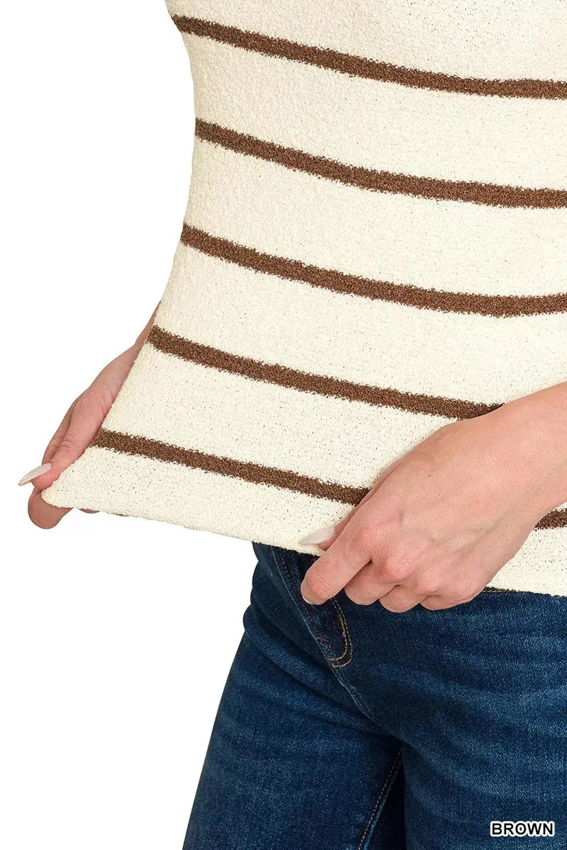 Zenana Round Neck Stripe Knit Tank Top  Style Ratio
