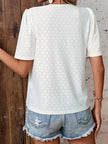 Eyelet Lace Detail Short Sleeve Blouse  Style Ratio