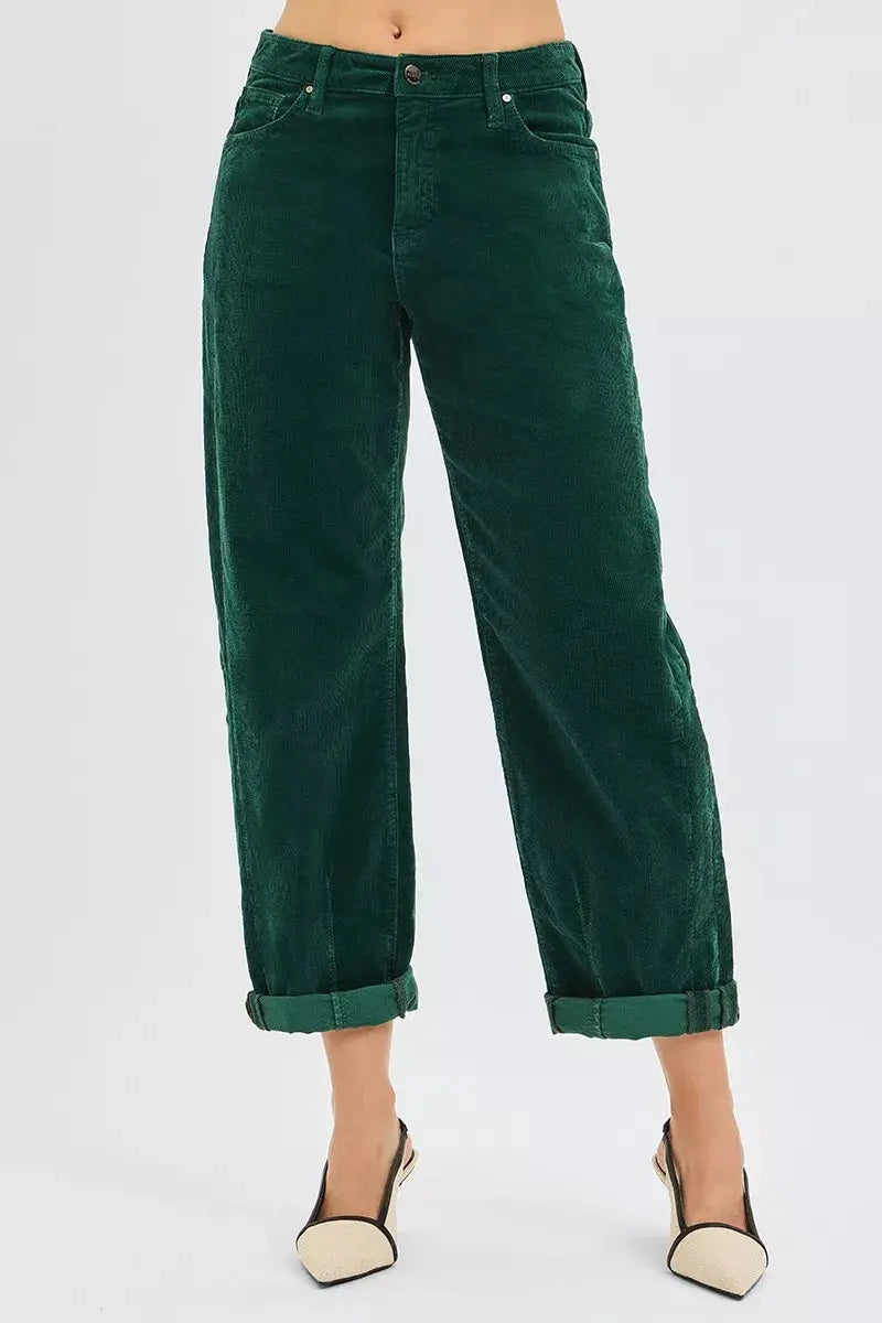 RISEN High Rise Crop Barrel Cordurory Pants  Style Ratio