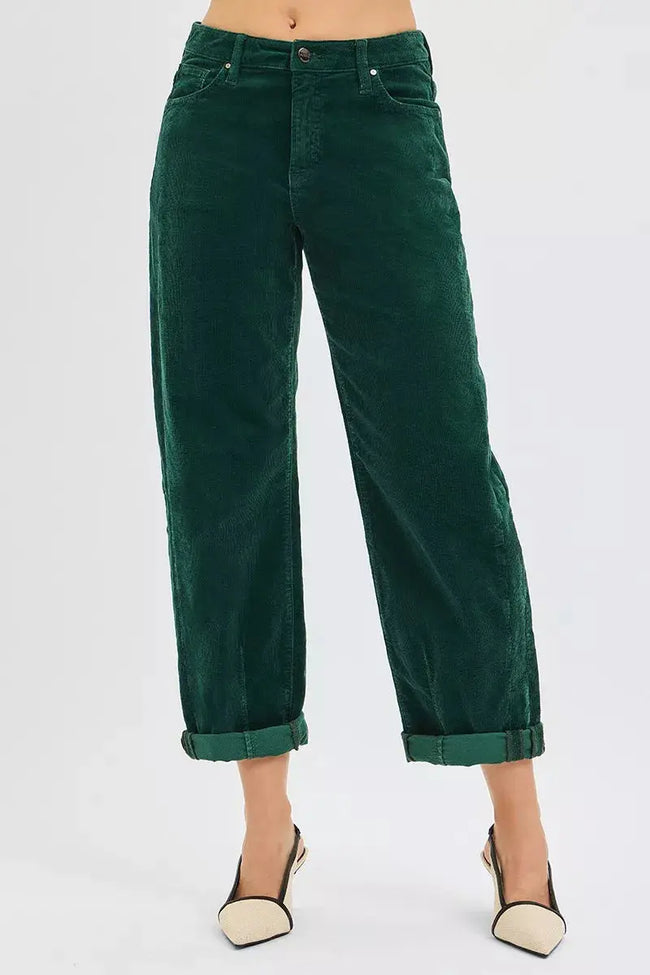 RISEN High Rise Crop Barrel Cordurory Pants  Style Ratio
