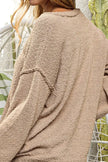 BiBi Raw Edged Popcorn Texture V-neck Sweater  Style Ratio