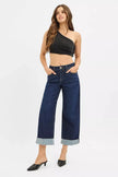 RISEN Mid Rise Fit Ankle Wide Roll Up Jeans  Style Ratio
