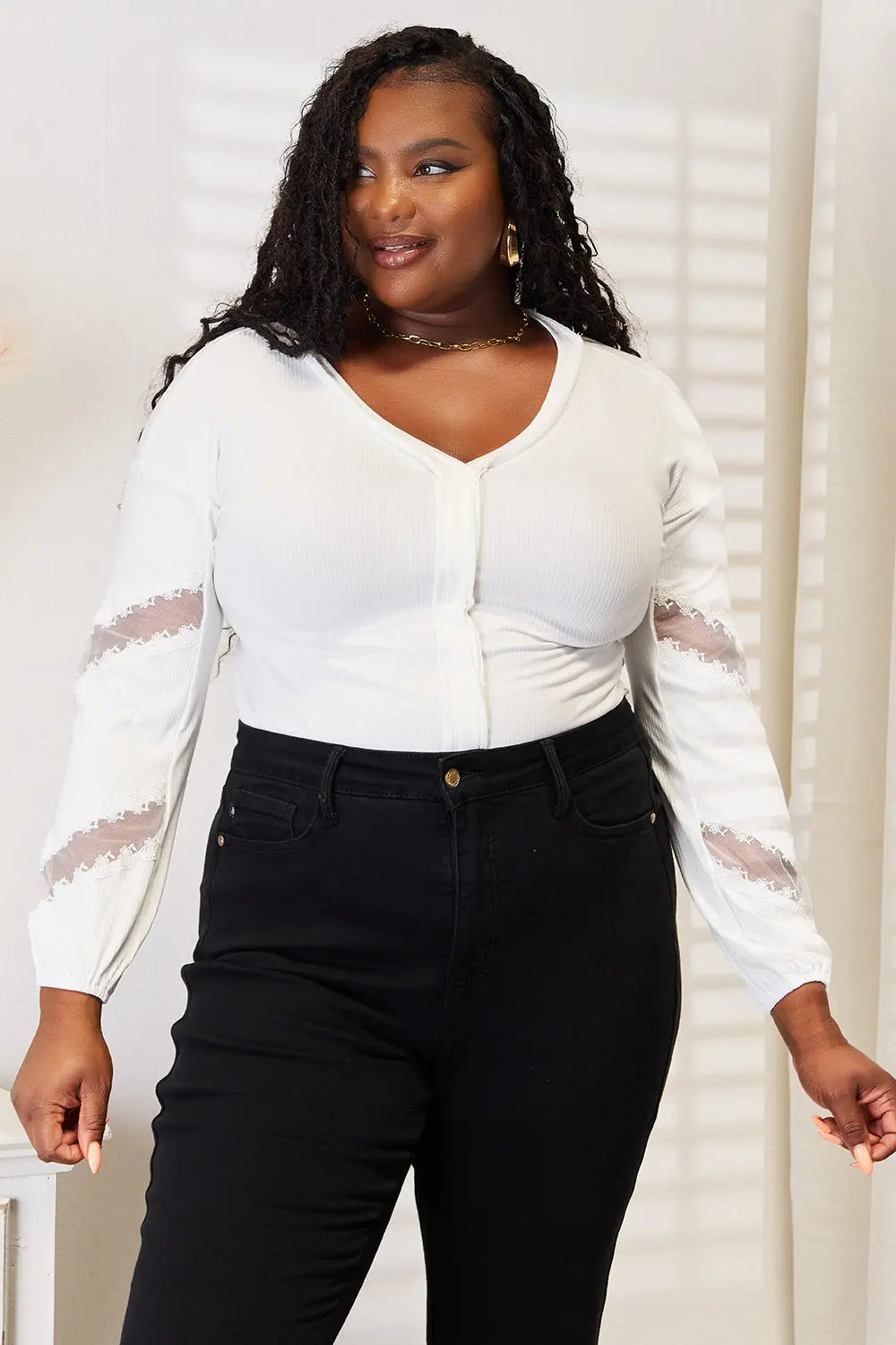 Double Take V-Neck Dropped Shoulder Blouse  Style Ratio