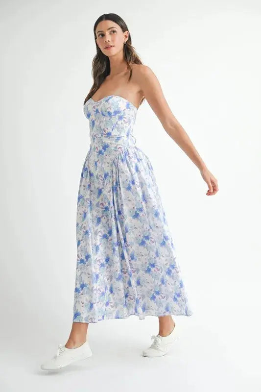 Mable Sweetheart Neckline Floral Printed Midi Dress  Style Ratio
