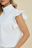 Double Take Full Size Texture Flounce Sleeve Top and Shorts Set  Style Ratio