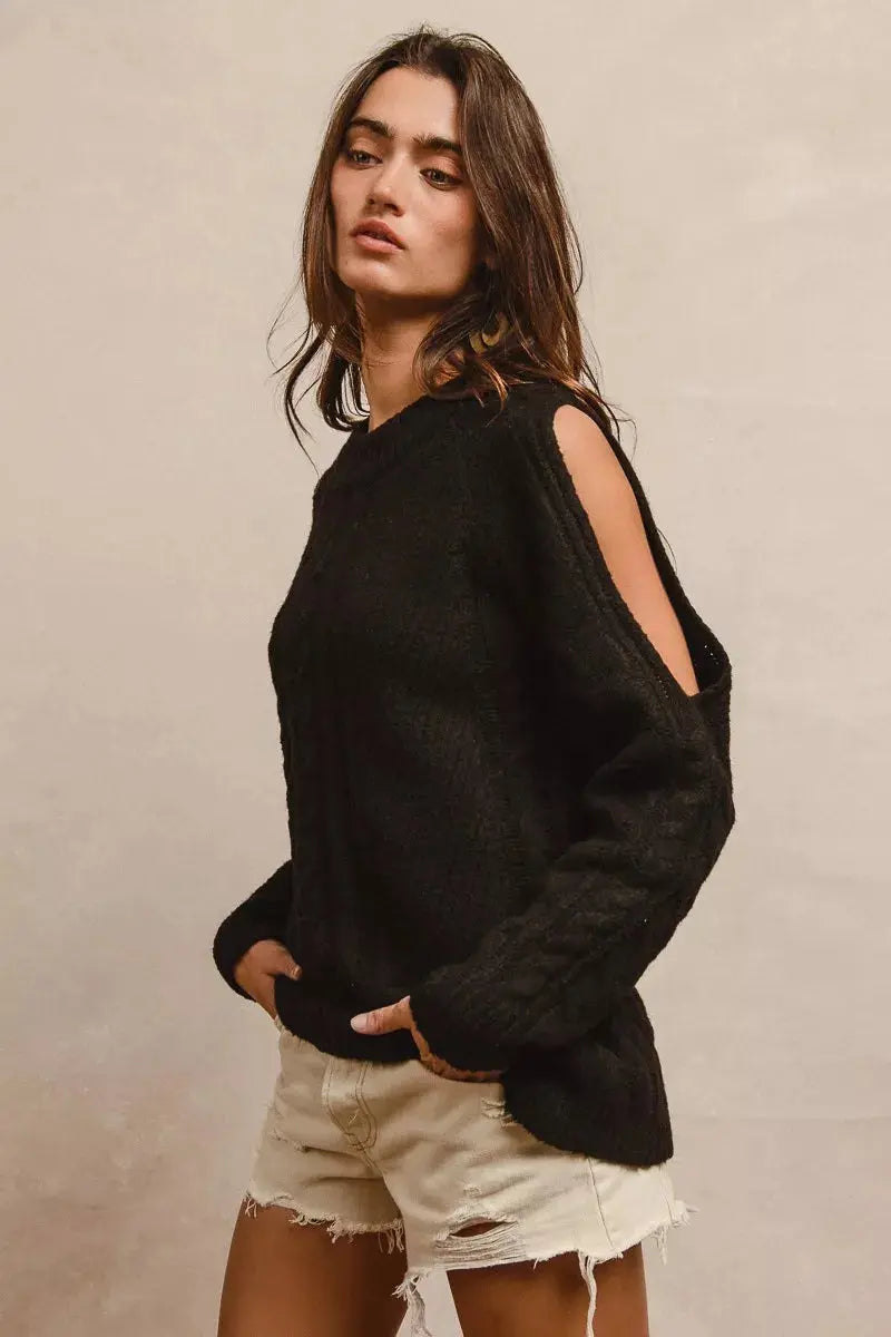 BiBi Twist Knitted Open Shoulder Sweater  Style Ratio