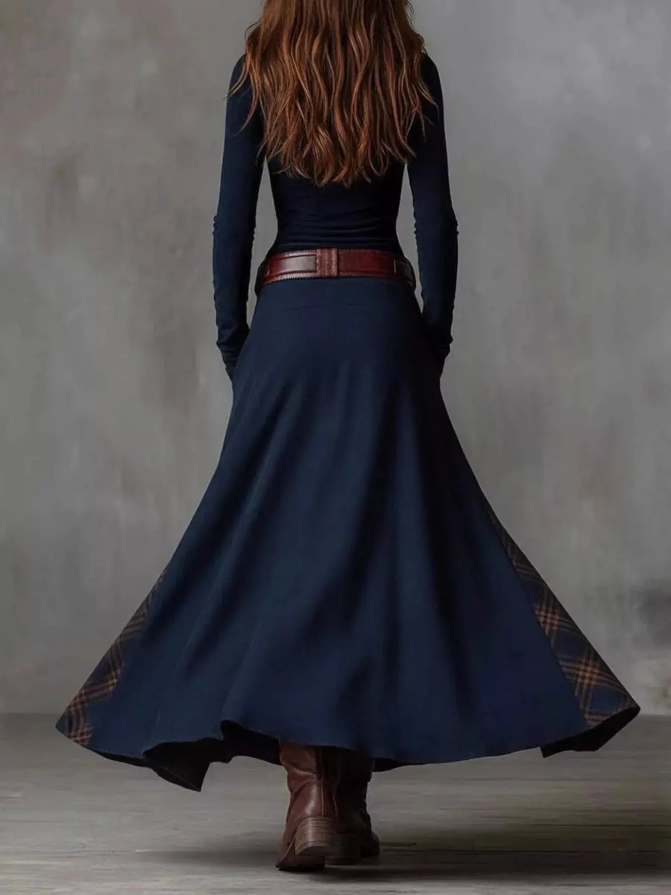 Full Size Plaid Button Front Long Sleeve Dress  Style Ratio