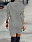 Turtleneck Long Sleeve Asymmetrical Hem Mini Dress  Style Ratio