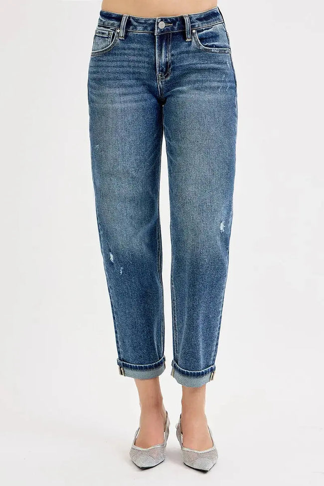 RISEN Full Size Low Rise Crop Boyfriend Jeans  Style Ratio