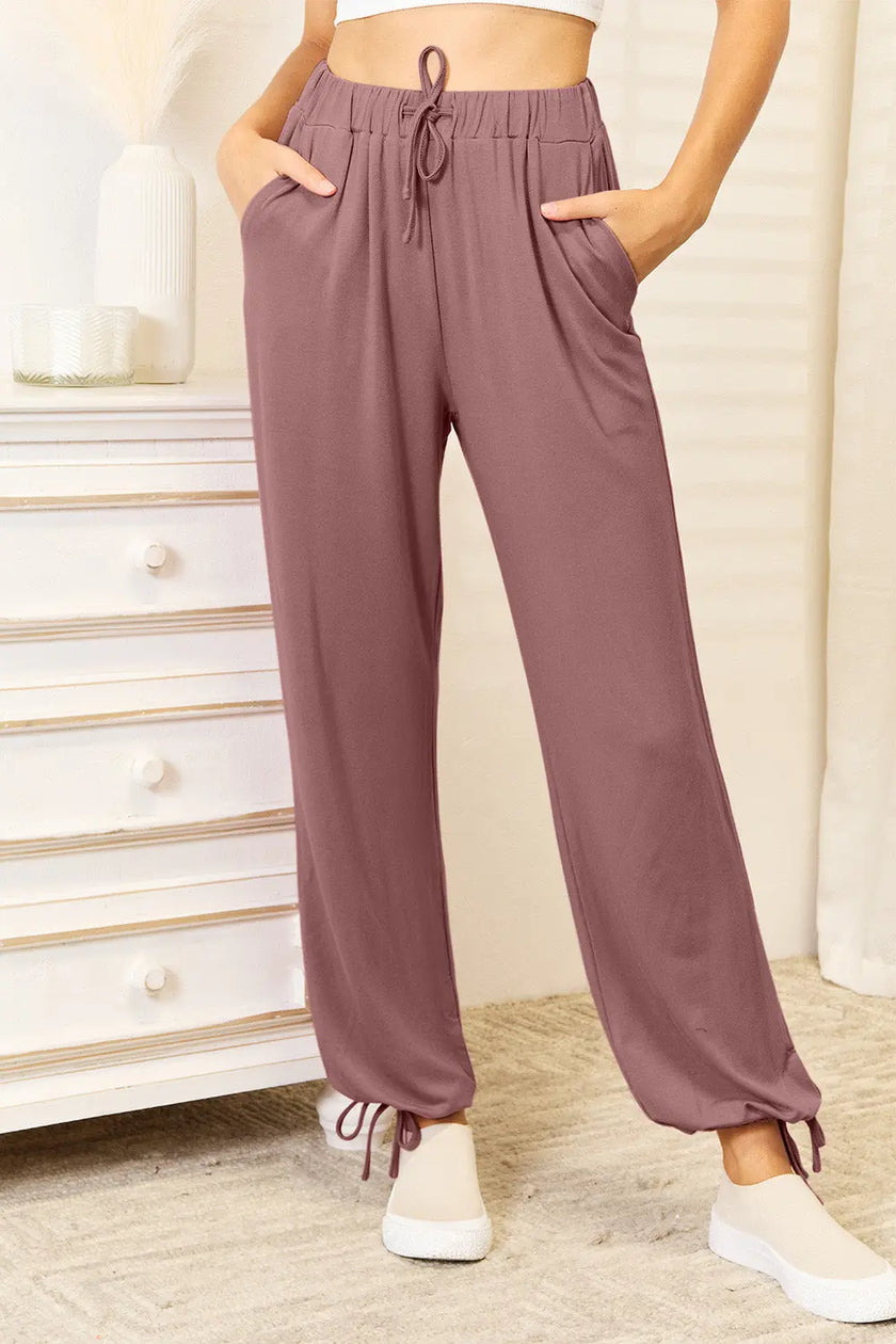 Basic Bae Full Size Soft Rayon Drawstring Joggers  Style Ratio
