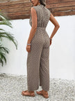 Printed Mock Neck Sleeveless Jumpsuit  Style Ratio