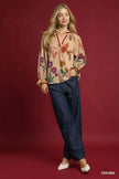 Umgee Floral Print Flounce Sleeve Blouse  Style Ratio
