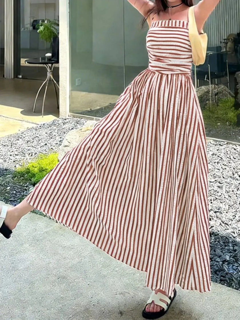 Striped Spaghetti Strap Casual Maxi Dress  Style Ratio