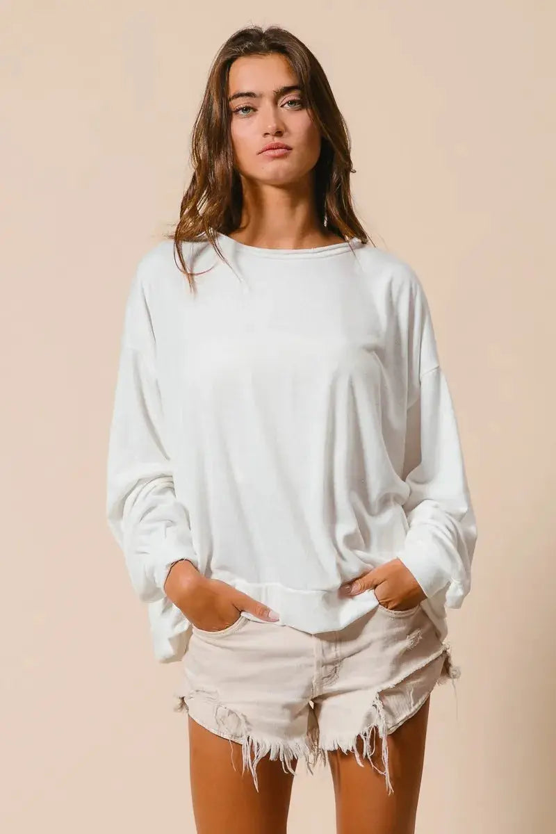 BiBi Loop Terry Pull Over With Cut Edge Band  Style Ratio