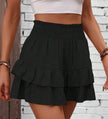 Ruffle Layered High Waist Casual Skort  Style Ratio