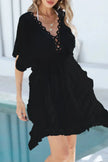 Ruffled Smocked Waist V-Neck Cover-Up  Style Ratio