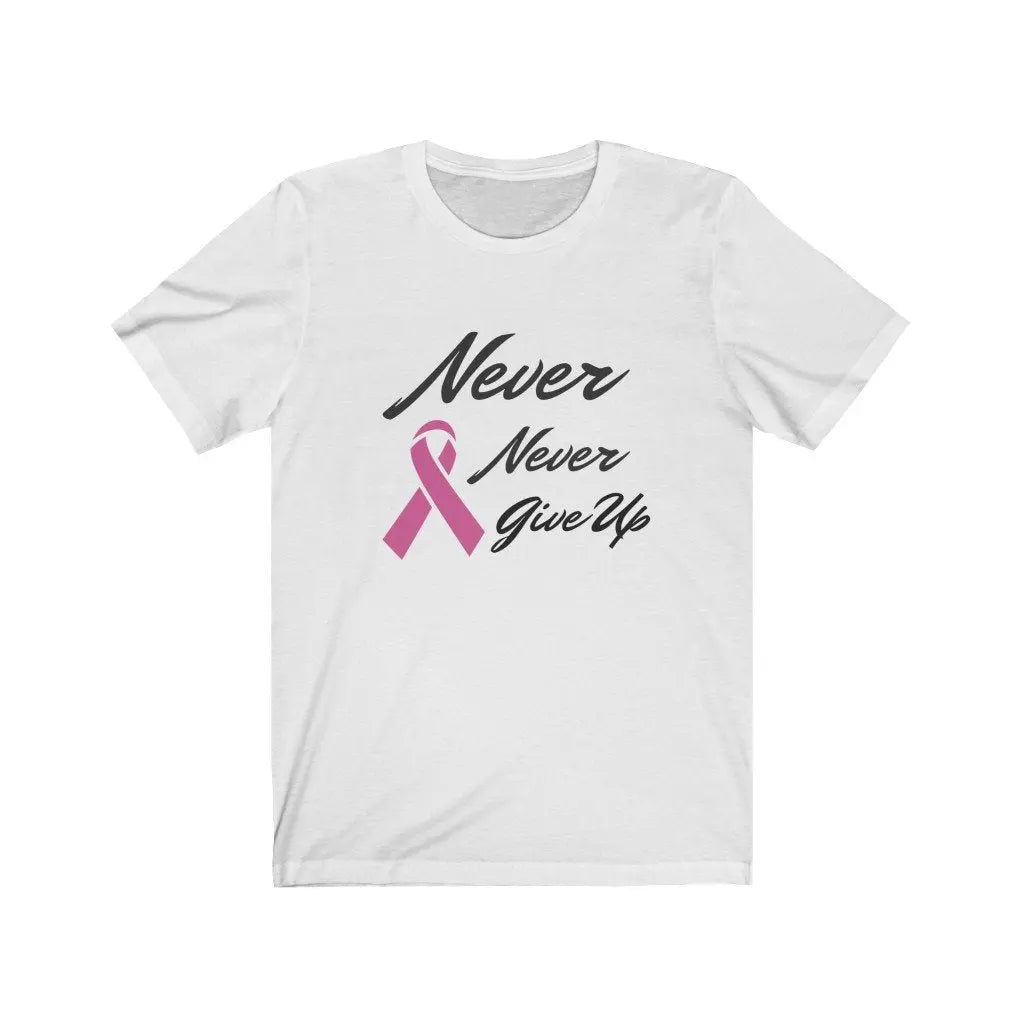 Never Never Give Up Pink Ribbon Awareness Short Sleeve Shirt Yellow Pandora