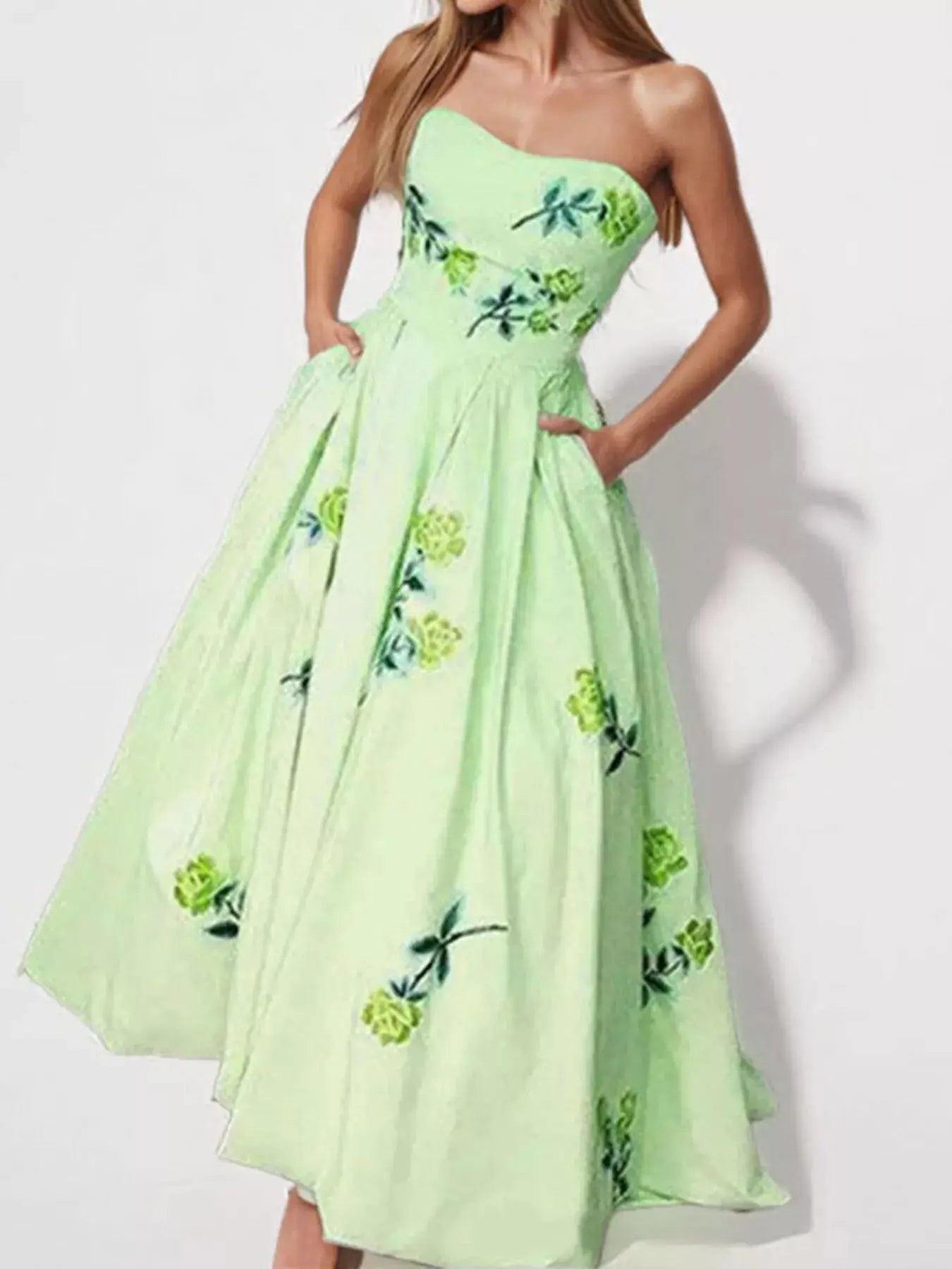 Floral Print Tube Maxi Dress  Style Ratio