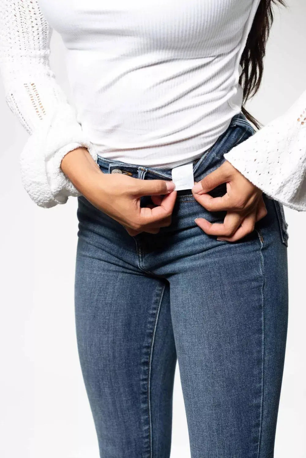 Judy Blue High Waist Skinny Jeans with Destroy & Shark Bit Hem  Style Ratio