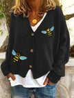 Bee Embroidered Button-Down Cardigan  Style Ratio