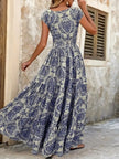 Printed Cap Sleeve Maxi Dress  Style Ratio