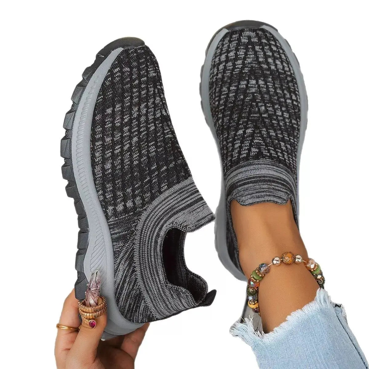 Round Toe Mesh Slip-Ons  Style Ratio