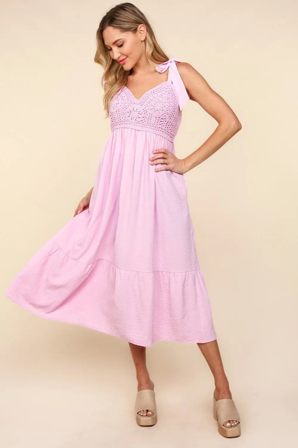 Haptics V-Neck Sleeveless Lace Ruffle Hem Cami Dress  Style Ratio