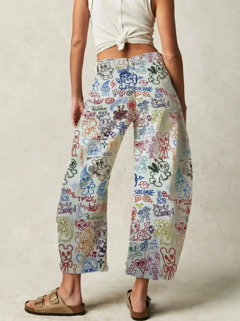 Printed Wide Leg Jeans  Style Ratio