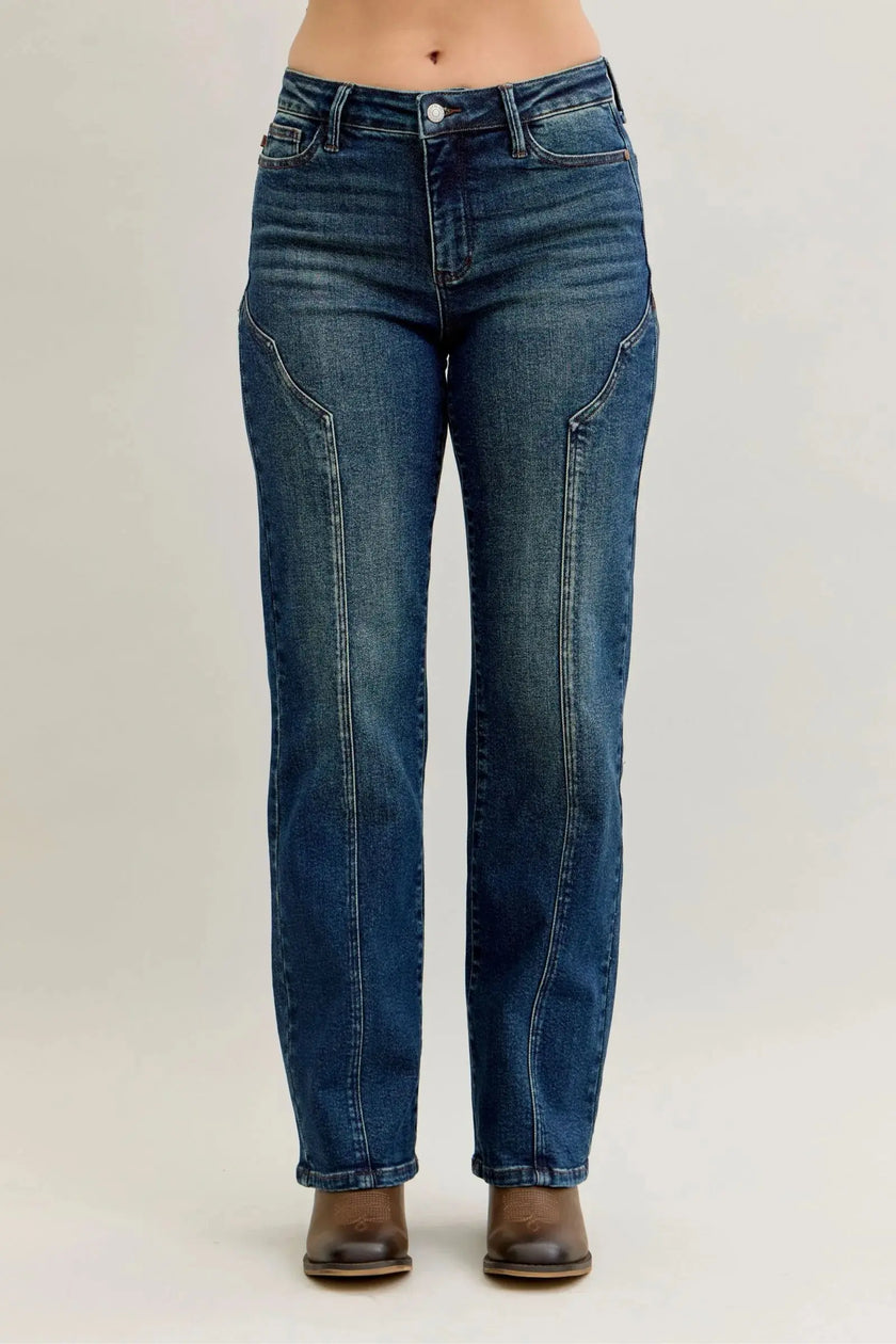 Judy Blue Seam Detail Straight Leg Jeans  Style Ratio
