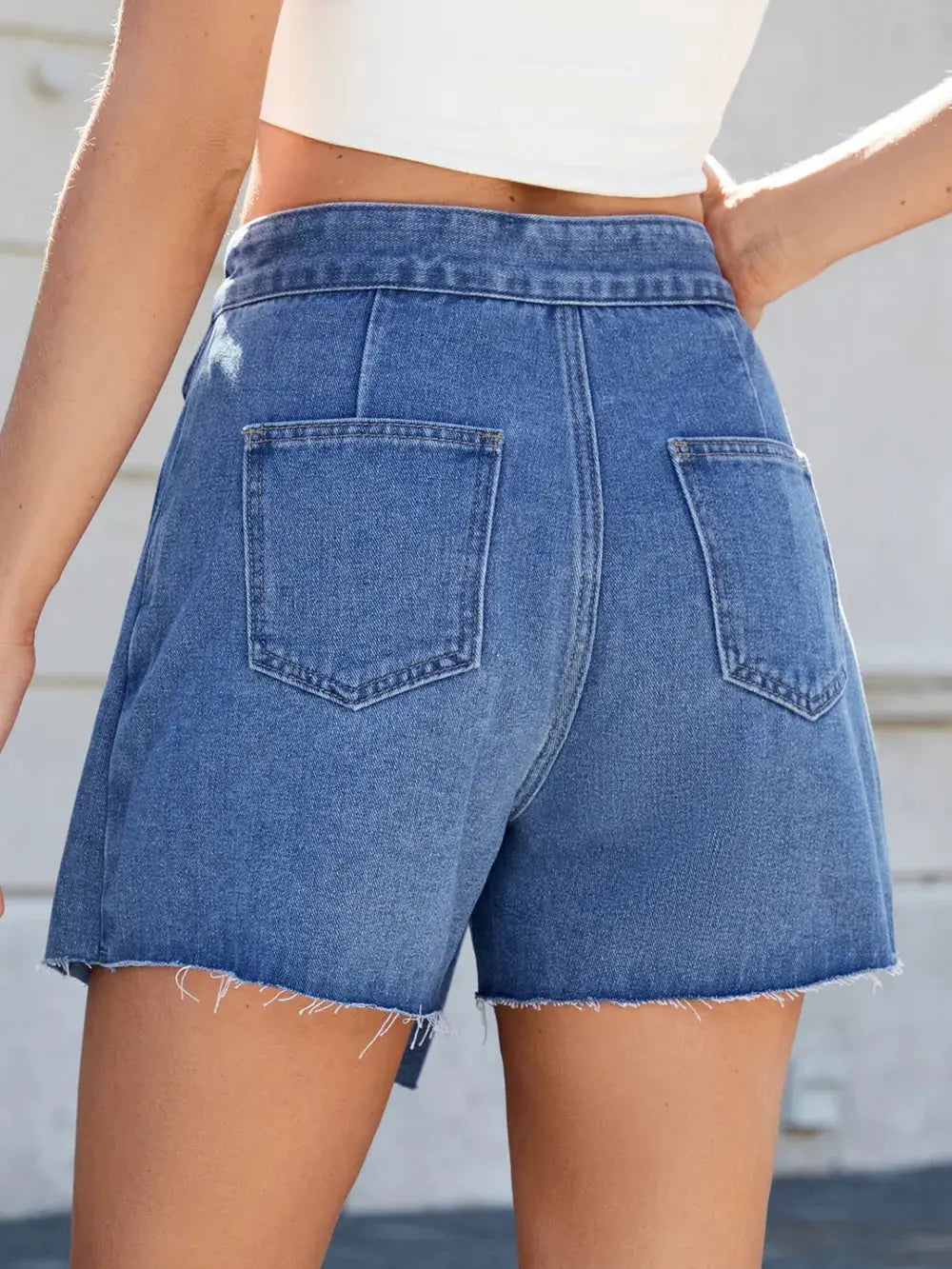 Frayed Hem Asymmetrical Denim Skort  Style Ratio