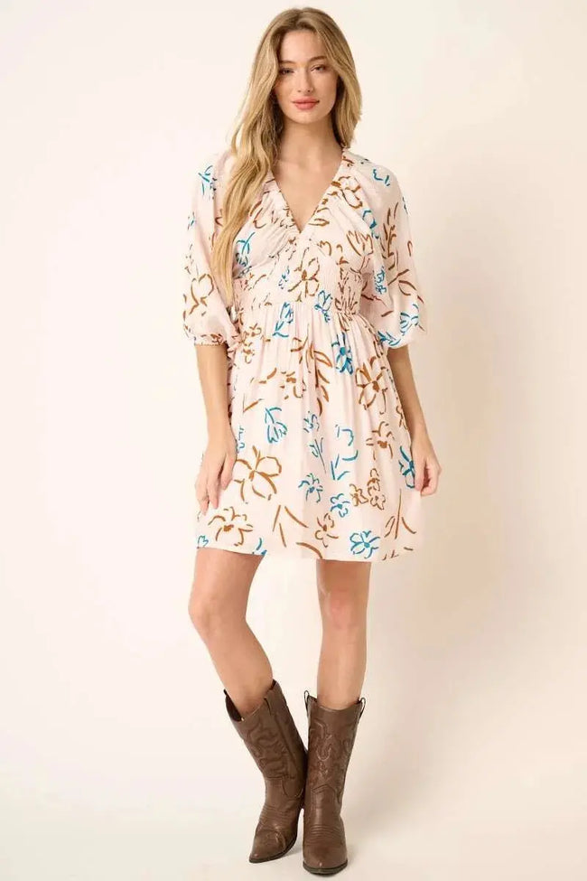 Mittoshop Flower Print Mocked Waist Mini Dress  Style Ratio