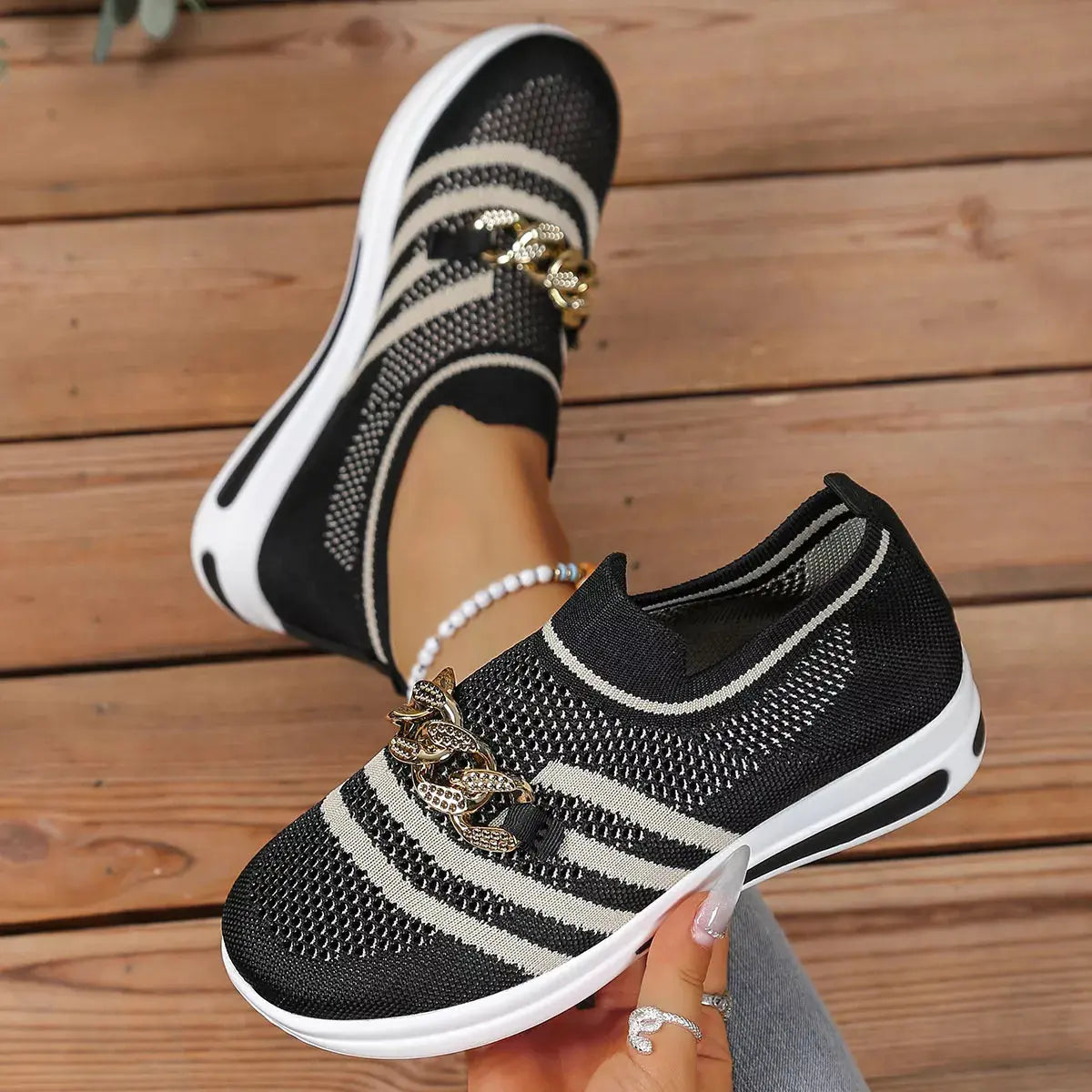Round Toe Mesh Slip-Ons  Style Ratio