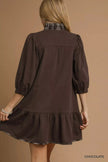 Umgee French Terry Ruffle Hem Dress with Plaid Trim  Style Ratio