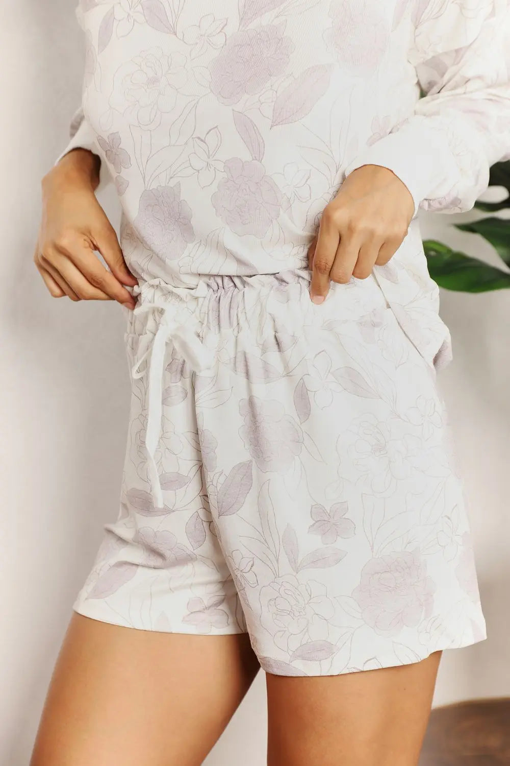 Double Take Floral Long Sleeve Top and Shorts Loungewear Set  Style Ratio