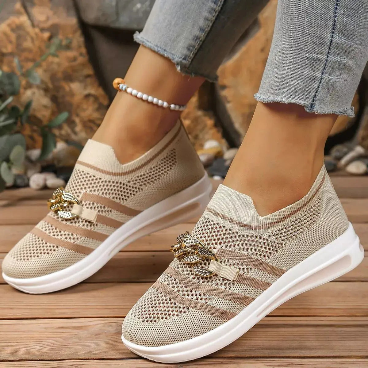 Round Toe Mesh Slip-Ons  Style Ratio