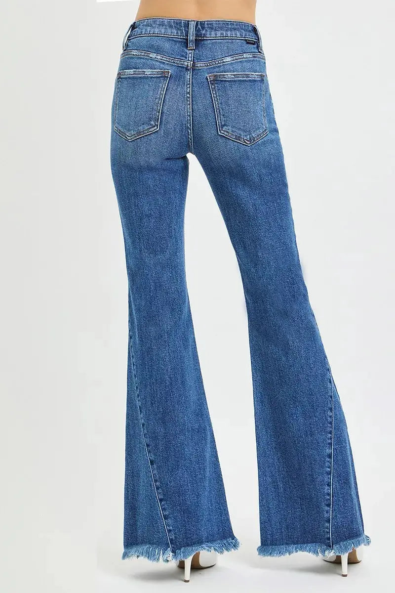 RISEN Mid Rise Flare Side Seam Detailing Jeans  Style Ratio