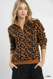Umgee Leopard Print Quarter-Zip Sweatshirt  Style Ratio