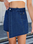 Frayed Hem Asymmetrical Denim Skort  Style Ratio