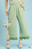 Umgee Stripe Scallop Hem Wide Leg Pants  Style Ratio