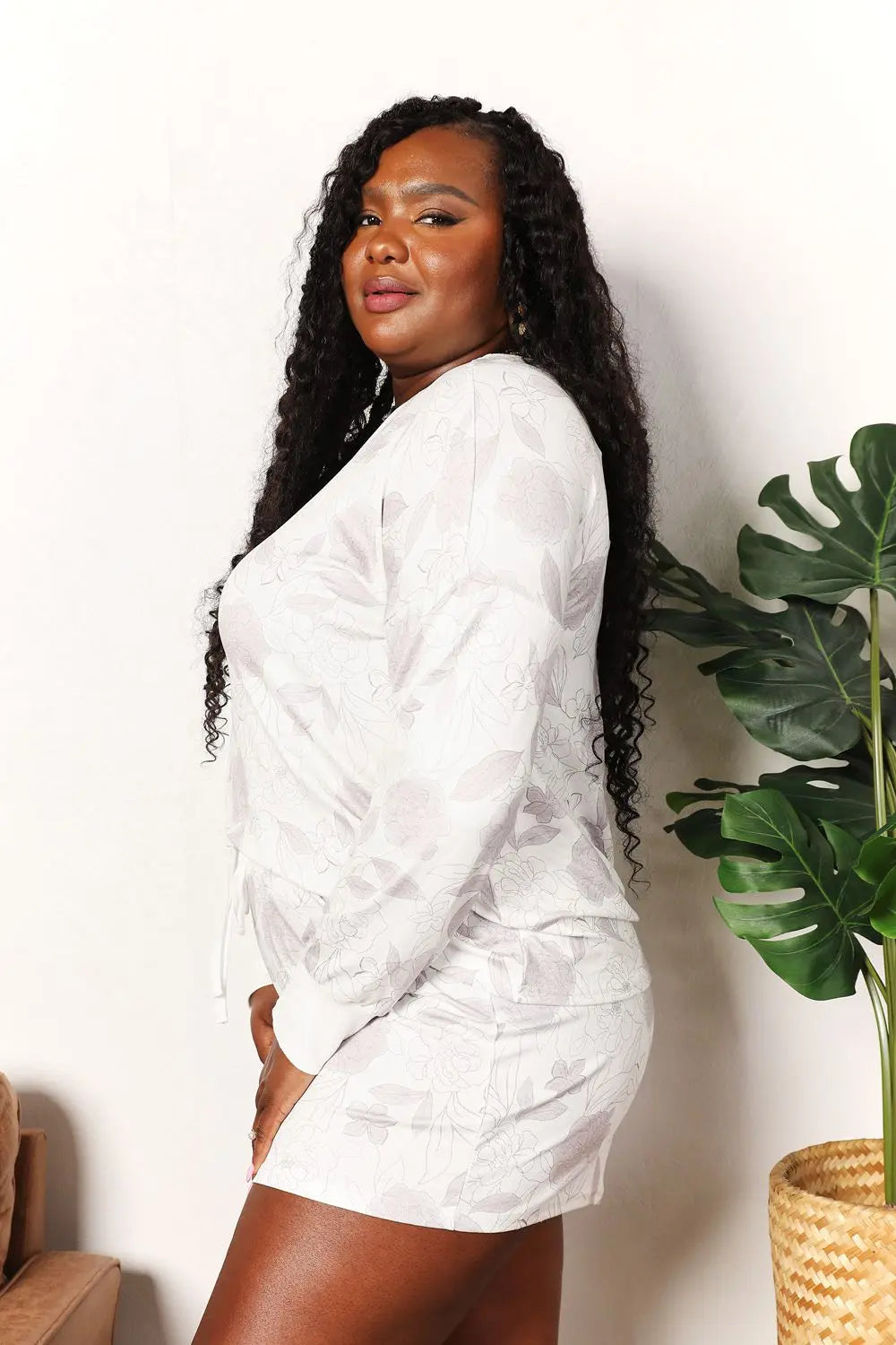 Double Take Floral Long Sleeve Top and Shorts Loungewear Set  Style Ratio