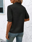 Embroidered Notched Short Sleeve Blouse  Style Ratio