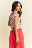 Davi & Dani Ribbon Short Sleeve Layered Mesh Shirt  Style Ratio
