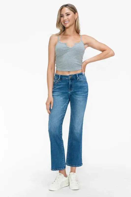 bytos Full Size Cat's Whiskers Mid Rise Ankle Jeans  Style Ratio