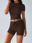 Round Neck Short Sleeve Top and Shorts Loungewear  Style Ratio