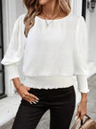 Smocked Waist Round Neck Blouse  Style Ratio