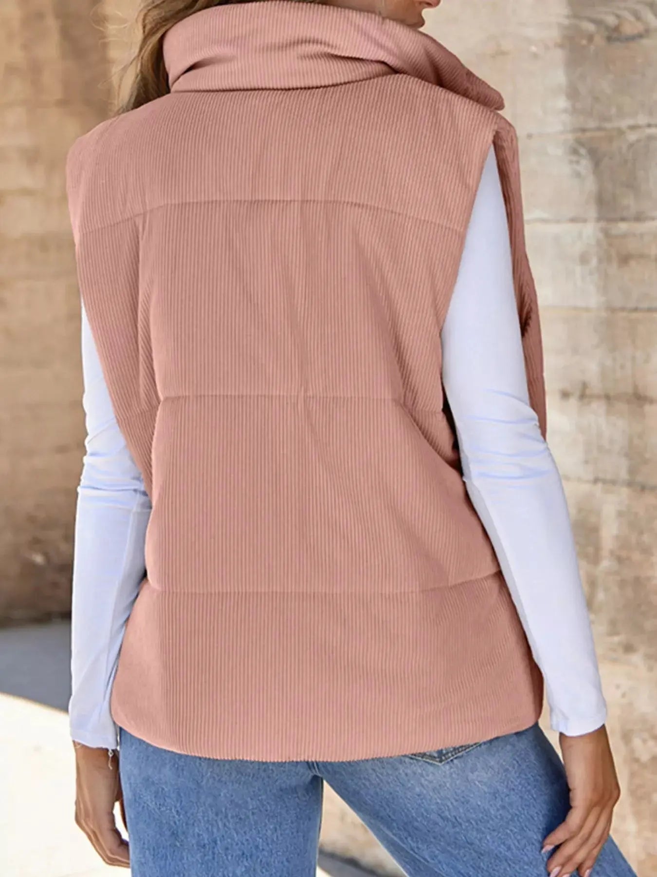Corduroy Zip Up Vest Coat  Style Ratio